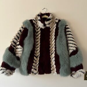 AKIRA Multicolor Faux Fur Jacket